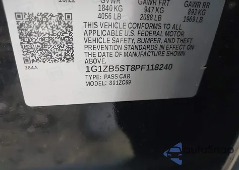 2023 Chevrolet Malibu Fwd Ls from USA, damaged, VIN 1G1ZB5ST8PF118240